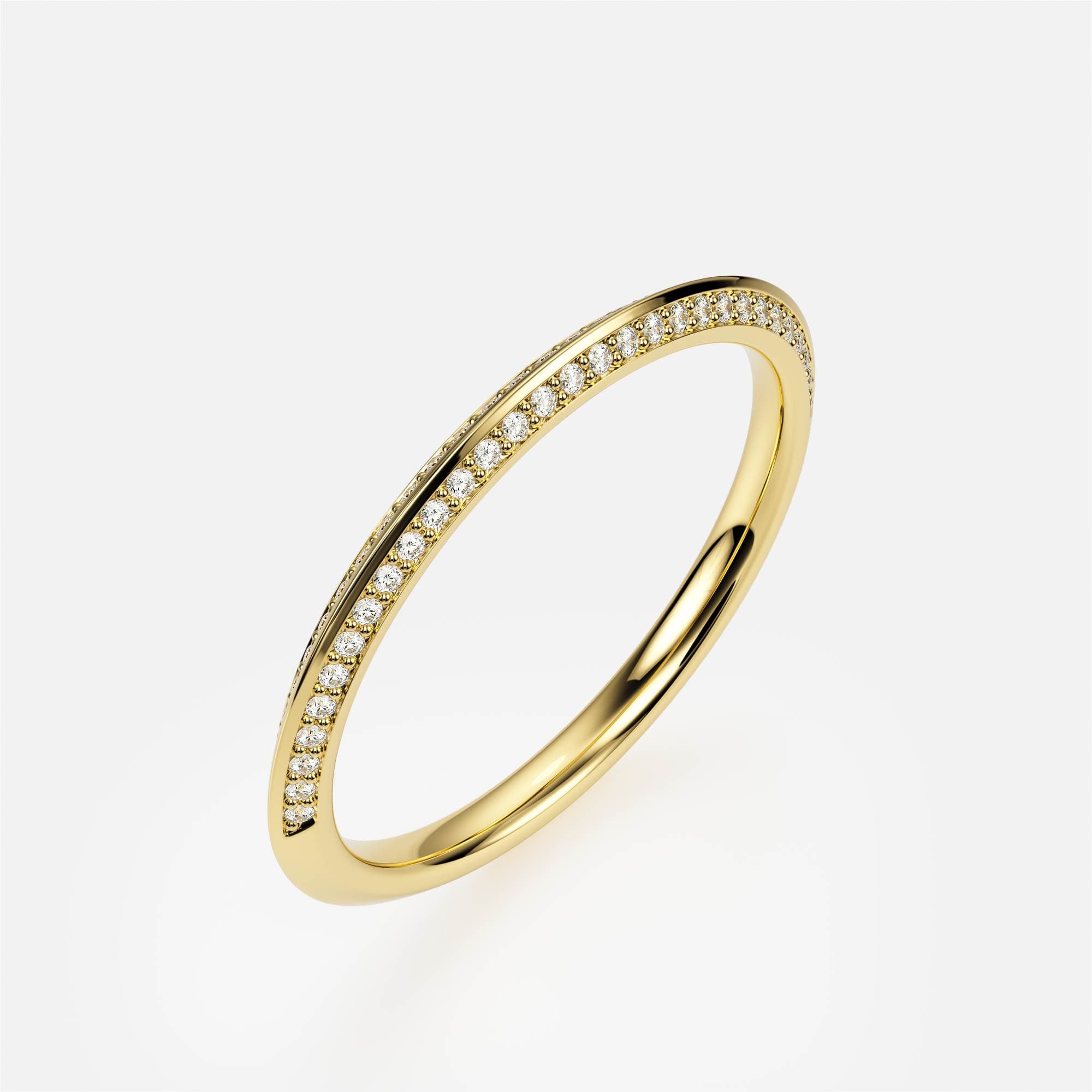 Knife Edge Pavé — Жёлтое золото 585, Круглая