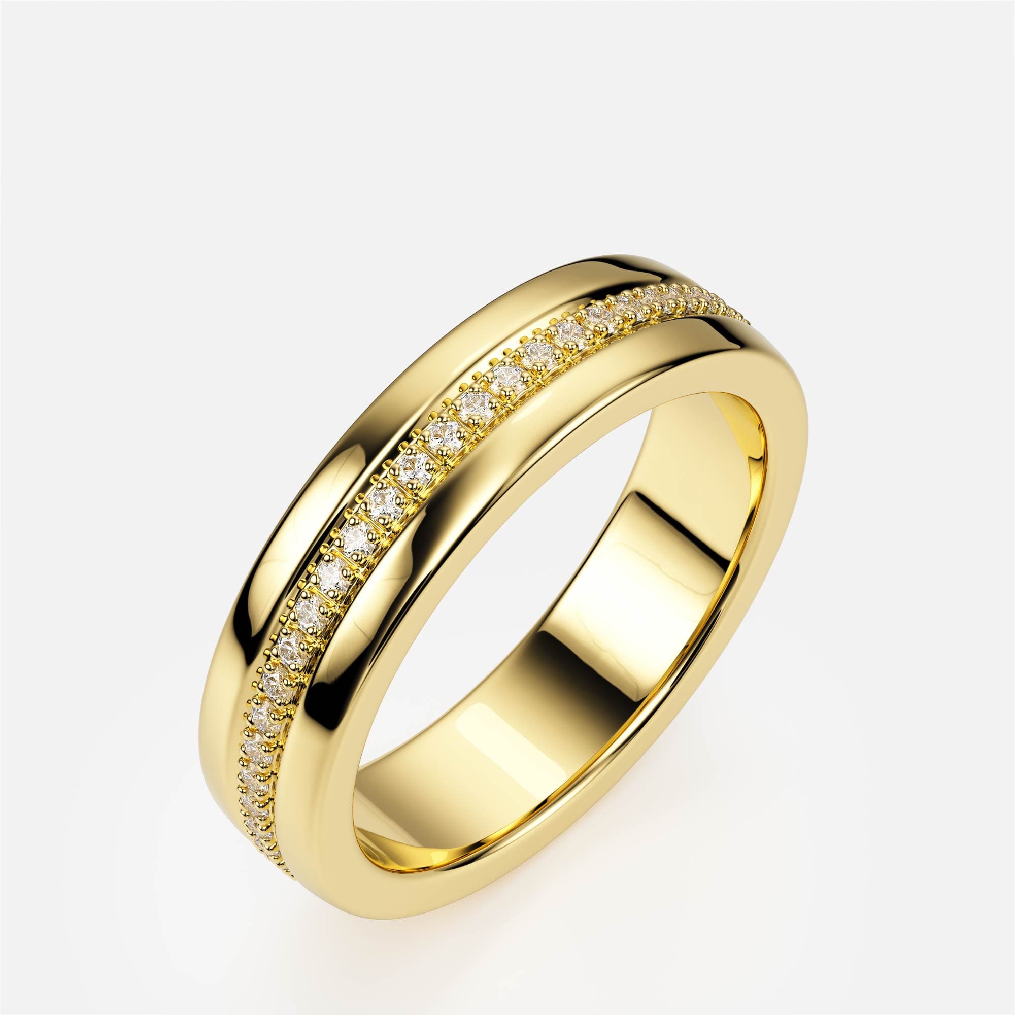 Pavé Comfort — Жёлтое золото 585, Круглая