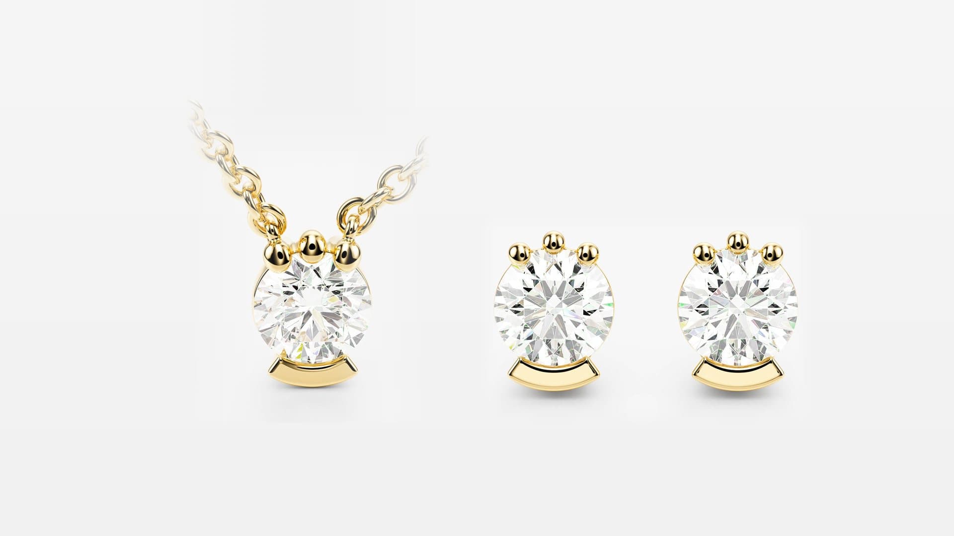 Crescent Claw — Yellow Gold 585: Crescent Claw Studs, Crescent Claw Pendant