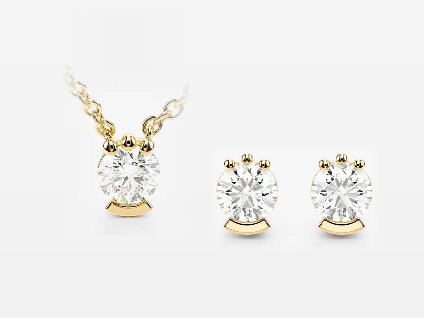Crescent Claw — Жёлтое золото 585: Crescent Claw Studs, Crescent Claw Pendant