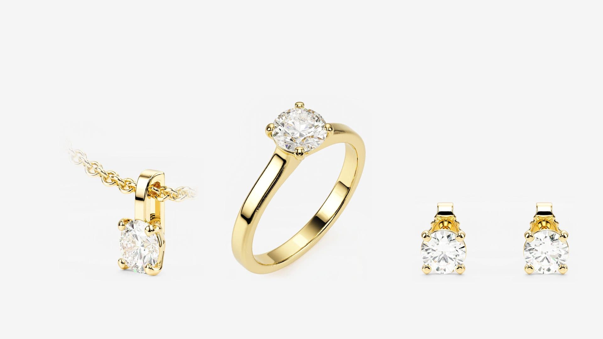 Eternal Solitaire — Yellow Gold 585: Eternal Solitaire, Eternal Solitaire Studs, Eternal Solitaire Pendant