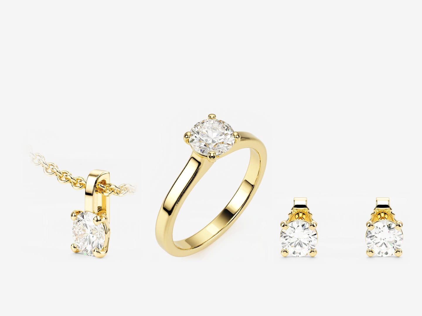 Eternal Solitaire — Yellow Gold 585: Eternal Solitaire, Eternal Solitaire Studs, Eternal Solitaire Pendant