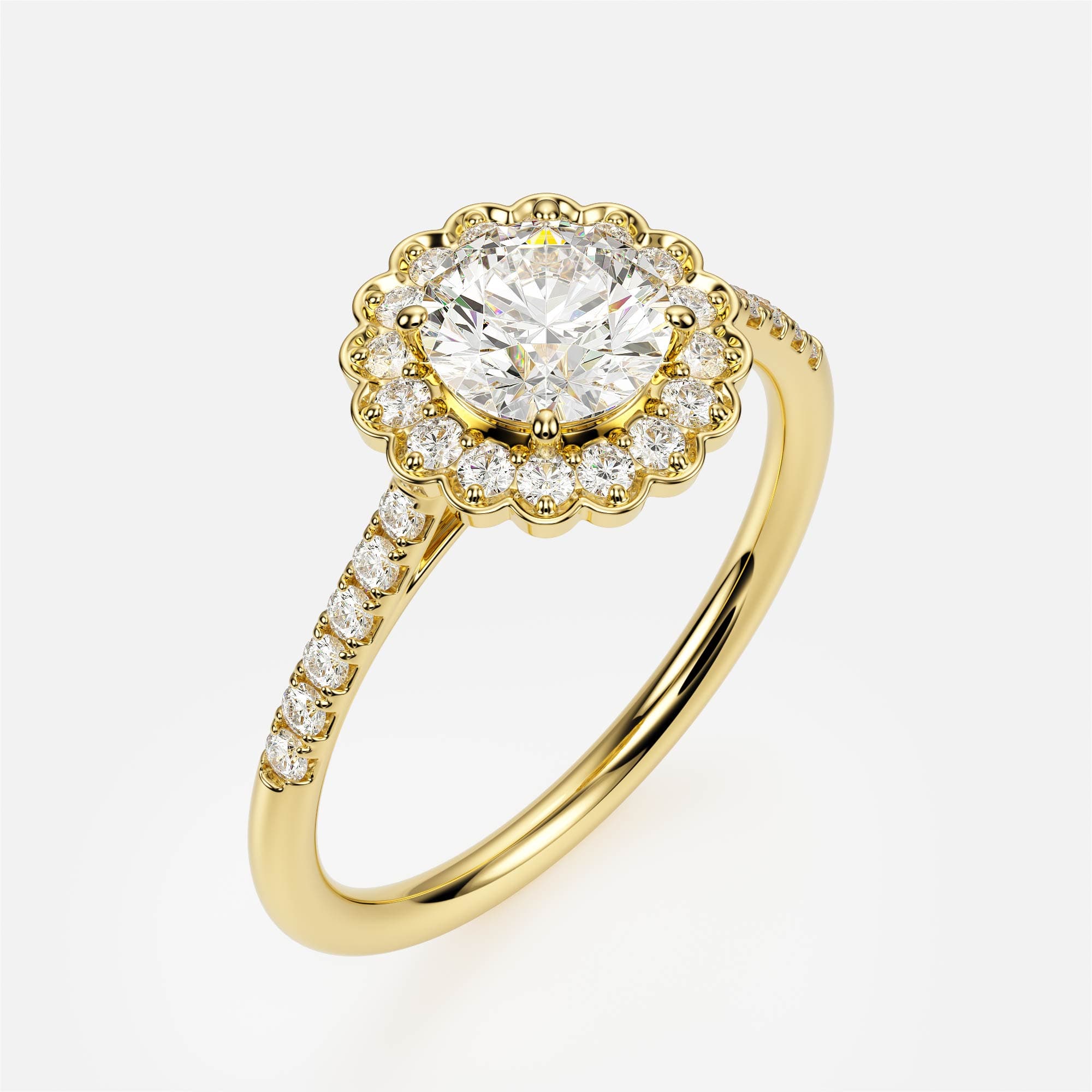 Soleil Halo — Yellow Gold 585, Round