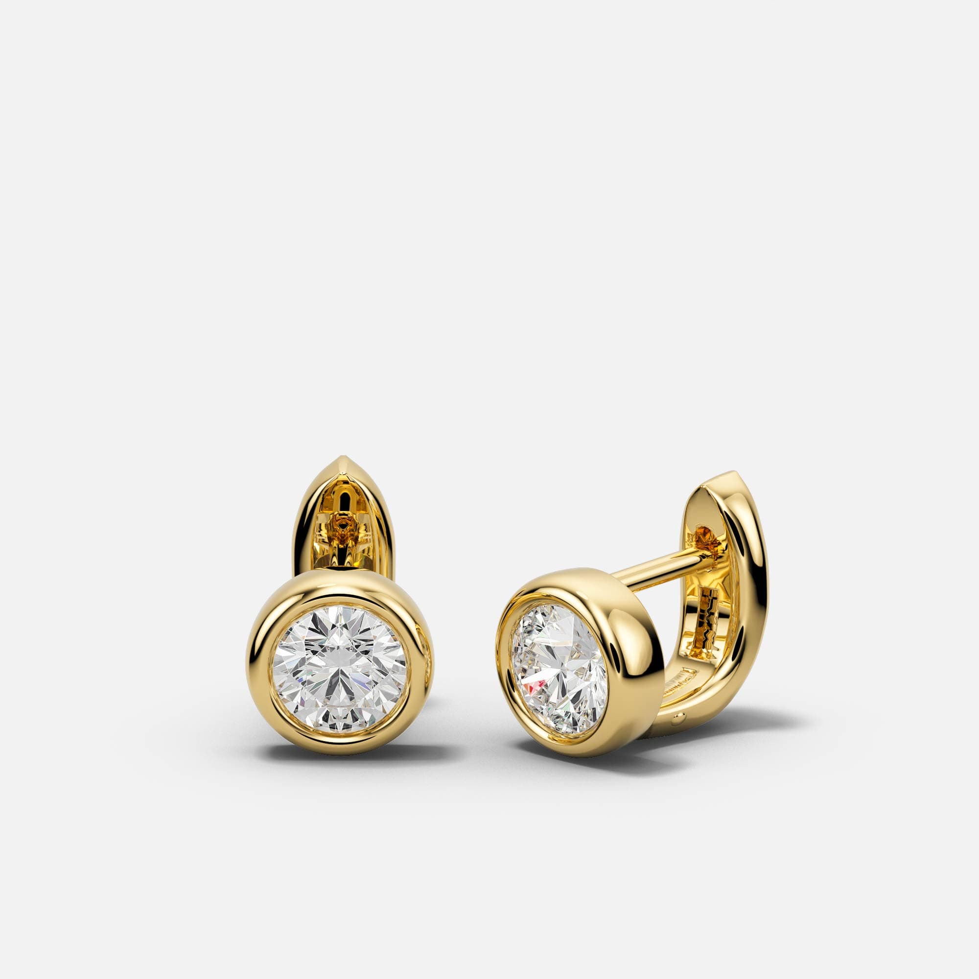 Solo Bezel Huggies — Yellow Gold 585, Round