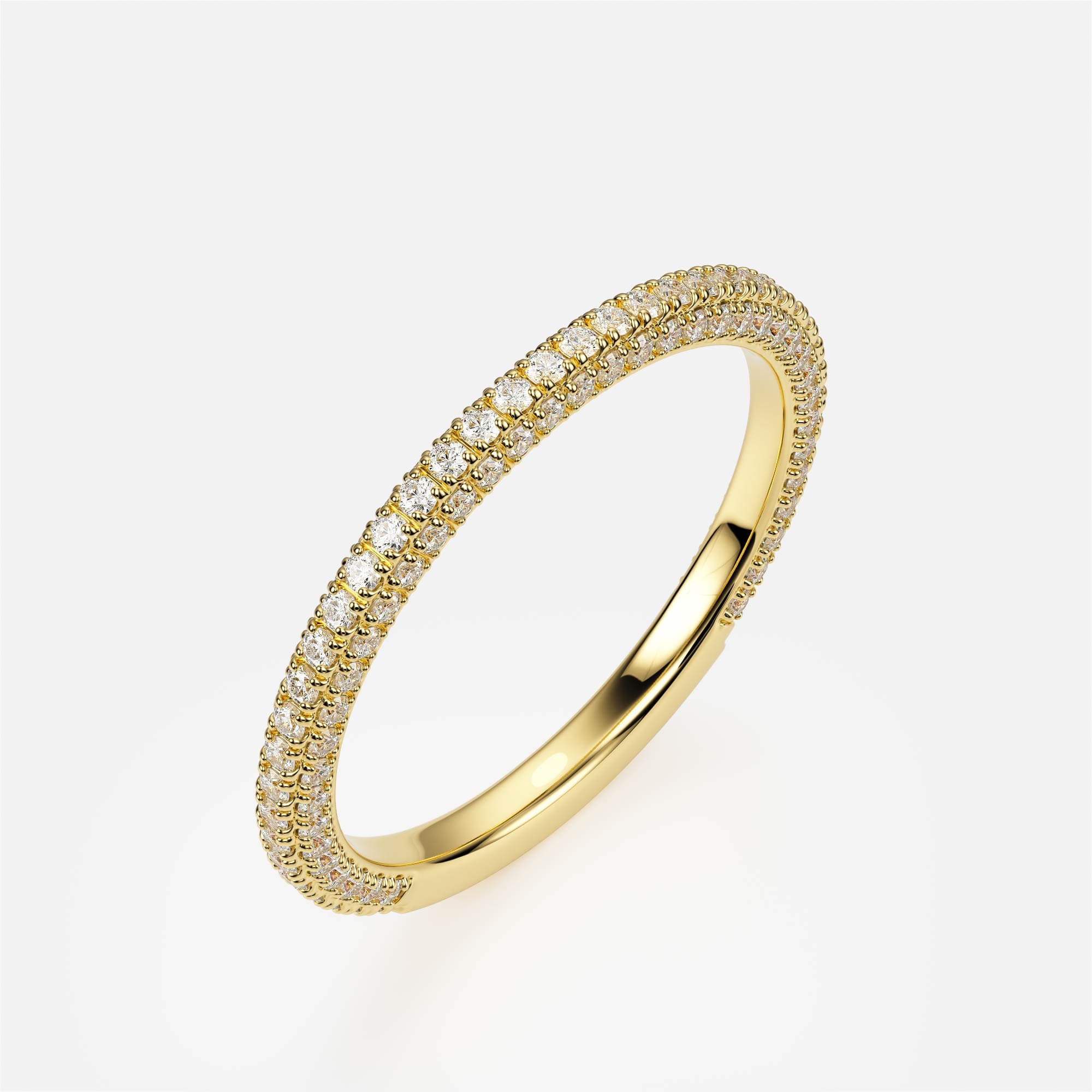 Triple Pavé — Դեղին ոսկի 585, Կլոր