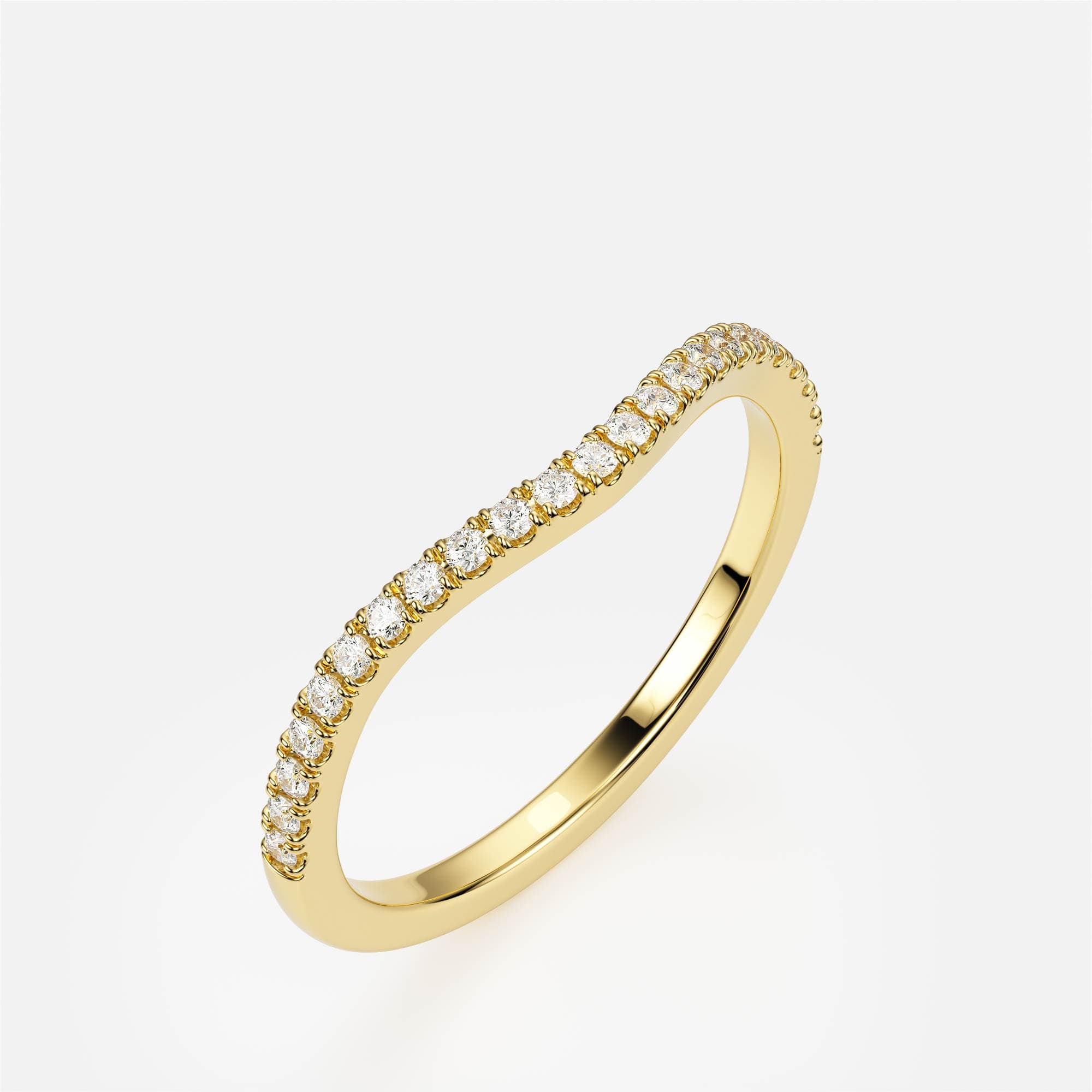 Wave Pavé — Դեղին ոսկի 585, Կլոր